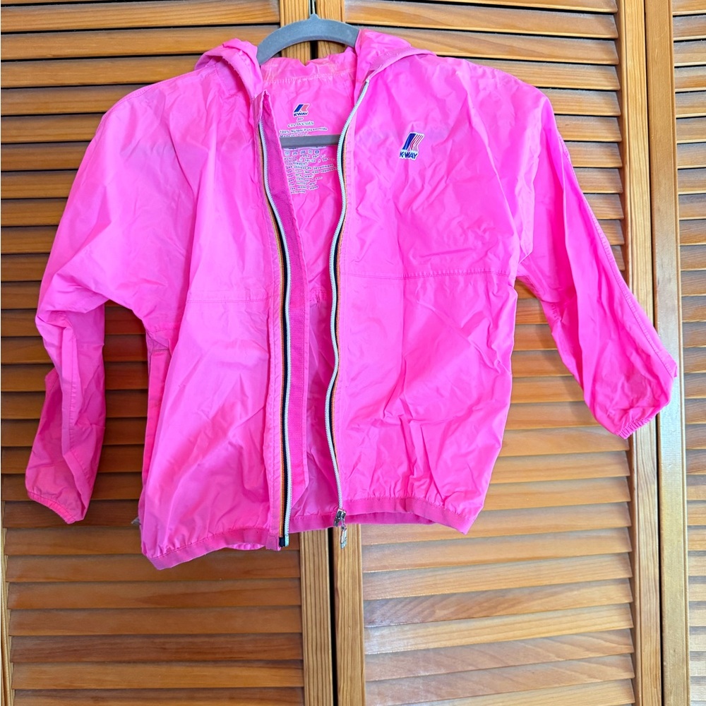 Crewcuts K Way Bright Pink Kids Hooded Raincoat